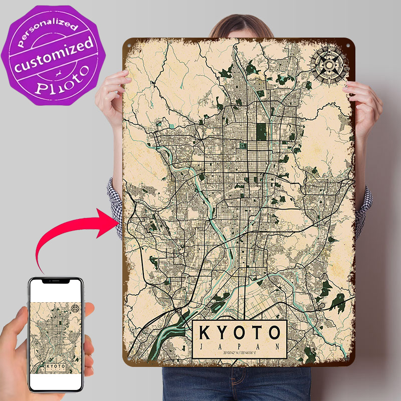 Retro Gaming Japan - Kyoto Stadskaart Japan Vintage Poster Retro