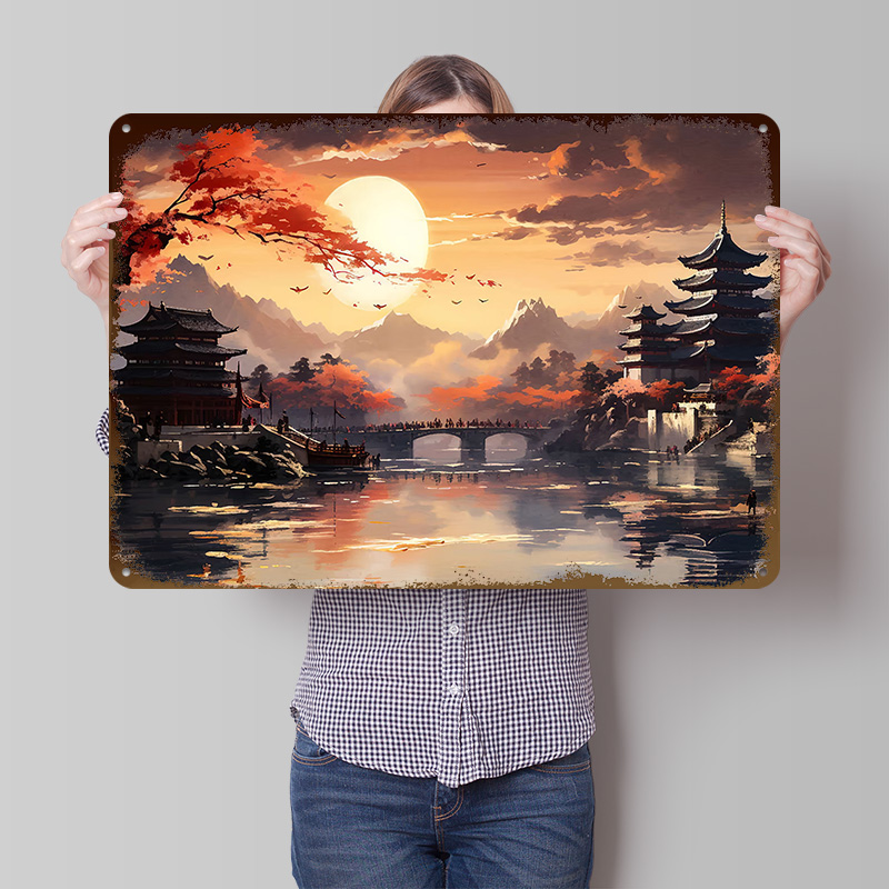 Retro Gaming Japan - Japan Landschap Gedrukte Poster Aangepaste Muurkunst
